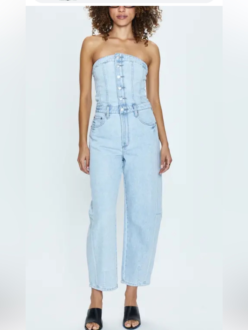 Pistola Daphne Arched Leg Jumpsuit Denim Strapless Blue Size Xxl